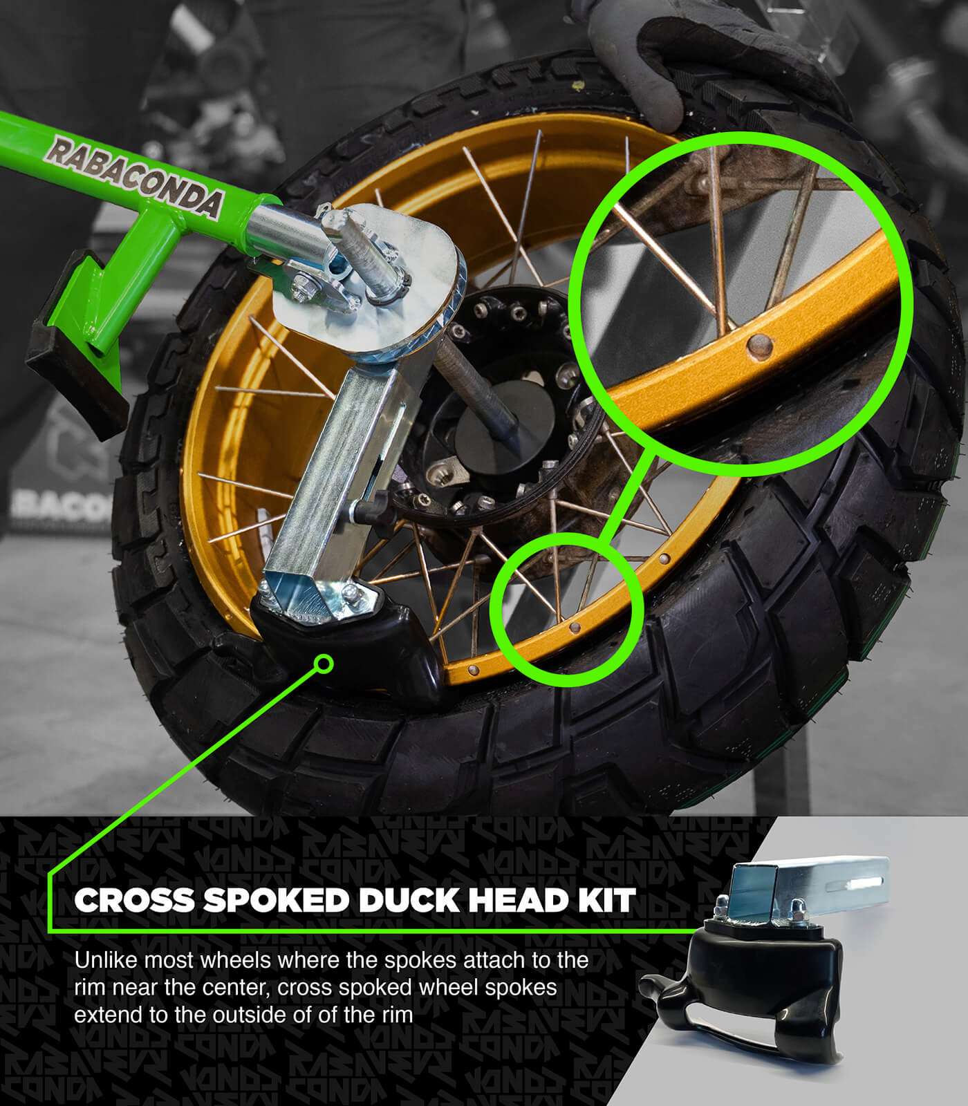 Entenkopf-Kit für Kreuzspeichenräder für Streetbike-Reifenwechsler